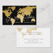 Carte De Visite World Map Gold et Black Travel (Devant / Derrière)