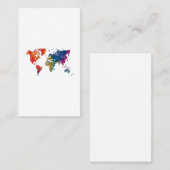 Carte De Visite World map in watercolor (Devant / Derrière)