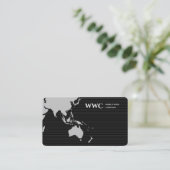 Carte De Visite World Map Stripe Marketing Company Monogram Black (Debout devant)