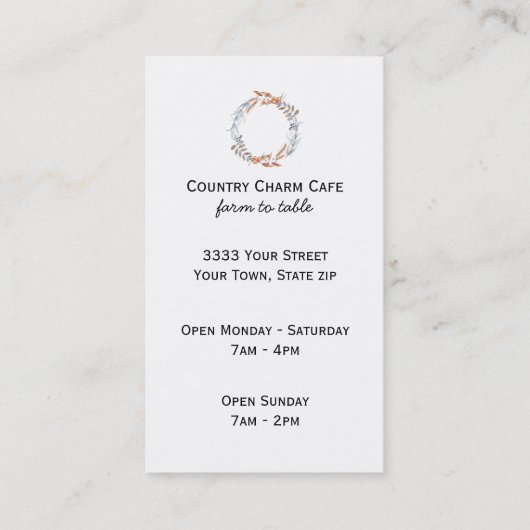 Carte De Visite Wreath d'aquarelle en papier Kraft rustique (Dos)