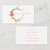 Carte De Visite Wreath florale d'aquarelle (Devant / Derrière)
