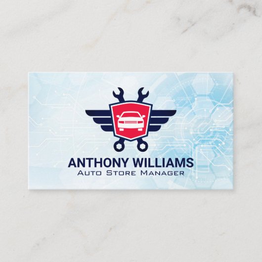 Carte De Visite Wrenches de voiture | Arrière - plan futuriste (Devant)