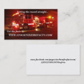 CARTE DE VISITE WWW.STOCKTONFIREFACTS.COM (Devant / Derrière)