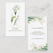 Carte De Visite X Lettre Monogramme Or Vert Feuille Élégant (Devant / Derrière)