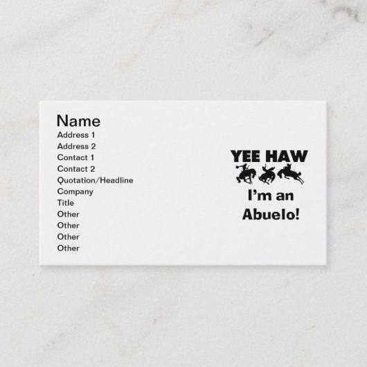 Carte De Visite Yee Haw Je suis un T-shirts et cadeaux Abuelo (Devant)