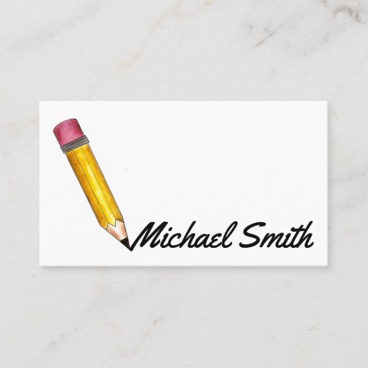 Carte De Visite Yellow #2 Éditeur de crayon Éditeur enseignant blo (Devant)