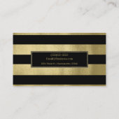 Carte De Visite Yellow Gold & Black Stripes Chic Modern Glam (Dos)