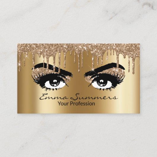 Carte De Visite Yellow Gold Eyebrow Parties scintillant Eyelash Ye (Devant)