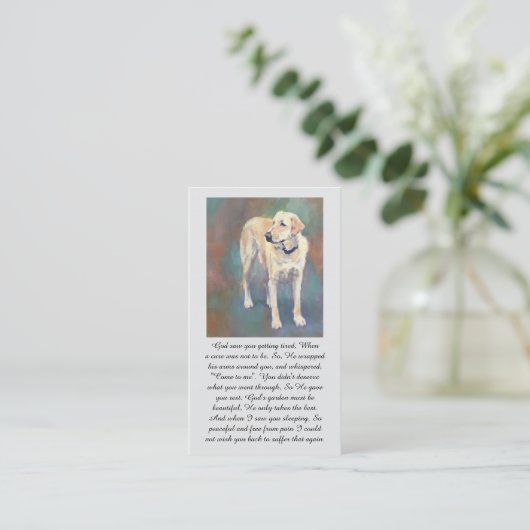 Carte De Visite Yellow Lab Oranges Blue Memorial Sympathy Card (Debout devant)