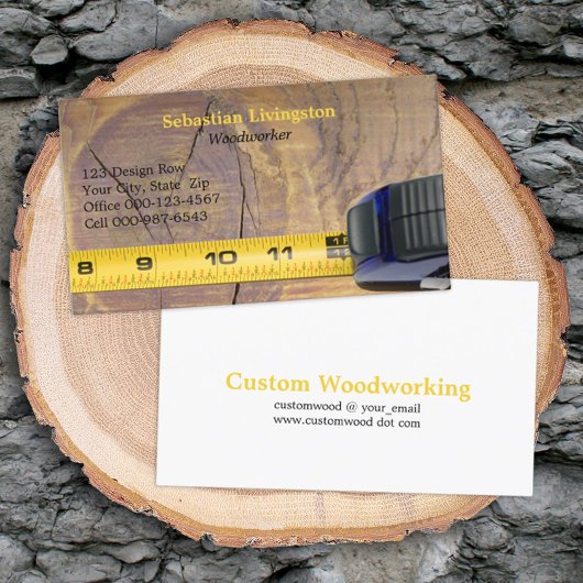 Carte De Visite Yellow Measuring Tape Woodworking Professional