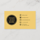 Carte De Visite Yellow Minimalist Modern Photo with QR Code (Dos)