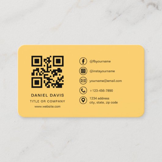 Carte De Visite Yellow Professional Logo QR Code  (Devant)