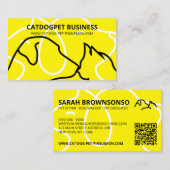 Carte De Visite Yellow Qr Code Logo Chiens Chats Animaux de compag (Devant / Derrière)