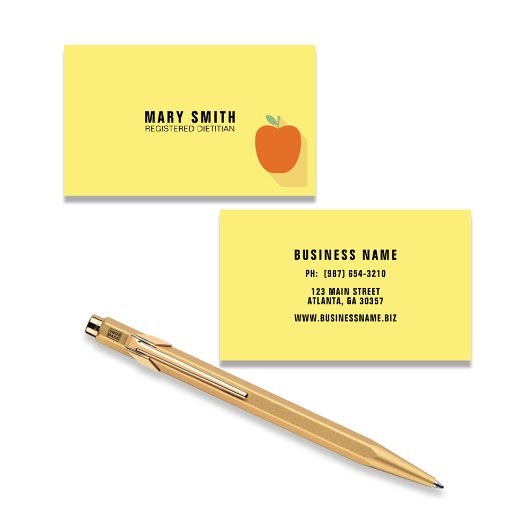 Carte De Visite Yellow Registered Dietitian With Apple