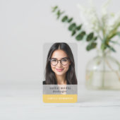 Carte De Visite Yellow Social Media Manager QR Code Photo (Debout devant)