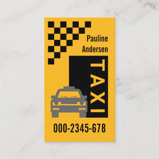 Carte De Visite Yellow Taxi Black Check Box (Devant)
