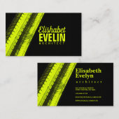 Carte De Visite Yellow Tread Paths on Black Backdrop (Devant / Derrière)