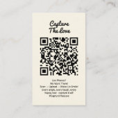 Carte De Visite Yellow Wedding Photo Sharing Capture Love QR Code  (Dos)
