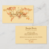 Carte De Visite yellow World Map Travel International Trip Agent (Devant / Derrière)