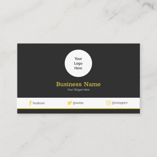 Carte De Visite Yellow Your Logo Modern Social Media Profile (Devant)