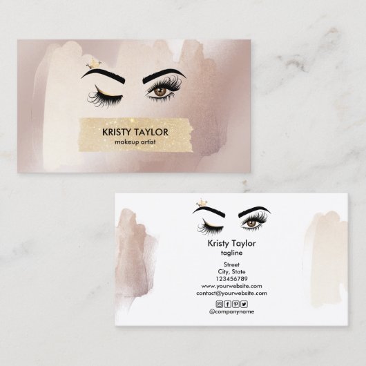 Carte De Visite yeux de wink modernes avec des cils longs (Devant / Derrière)