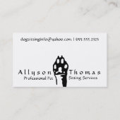 Carte De Visite Yeux et patte modernes de chien (Dos)