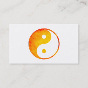 Carte De Visite Yin Chinois orange et jaune de Yang d'aquarelle
