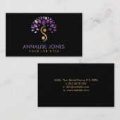 Carte De Visite Yin Yang arbre de vie - Améthyste Feuilles   (Devant / Derrière)