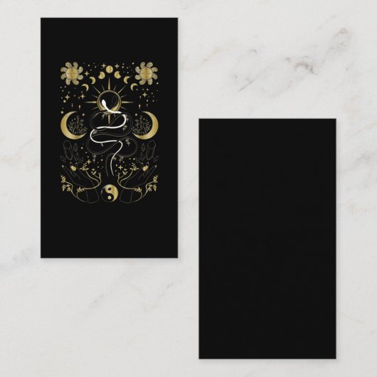 Carte De Visite Yin Yang Crescent Lune Soleil Céleste Serpents (Devant / Derrière)