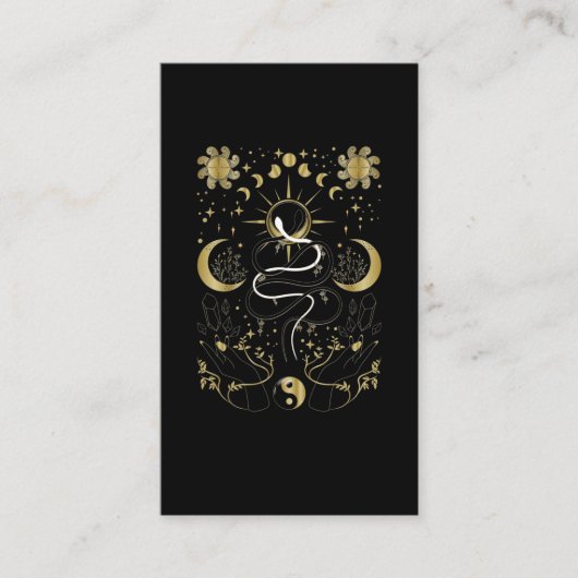Carte De Visite Yin Yang Crescent Lune Soleil Céleste Serpents (Devant)