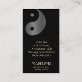 Carte de visite Yin Yang de karaté d'arts martiaux (Dos)
