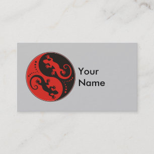 Carte De Visite YIN & YANG Geckos black red + your background idea