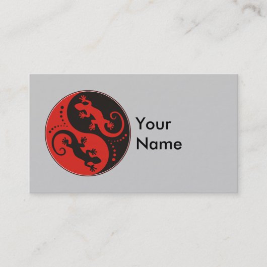 Carte De Visite YIN & YANG Geckos black red + your background idea (Devant)