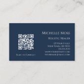 Carte De Visite Yin Yang Navy Blue Holistic Wellness Code QR (Dos)