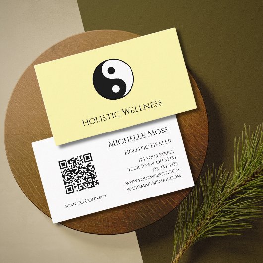 Carte De Visite Yin Yang QR code Holistic Healer Wellness