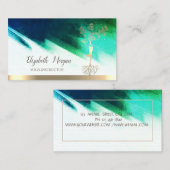 Carte De Visite Yoga, Arbre d'or femmes Silhouette, Brush Strot (Devant / Derrière)