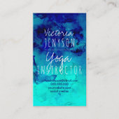 Carte De Visite Yoga bleu lumineux moderne d'aquarelle de (Devant)