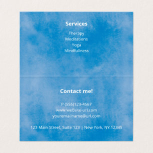 Carte De Visite Yoga Blue aquarelle Holistic, Mandala Main dessiné