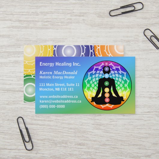 Carte De Visite Yoga Chakra (Devant/Arrière en situation)