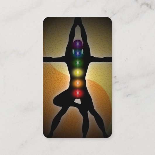 Carte De Visite Yoga Chakras Manly Pose Instructeur Enseignant (Dos)