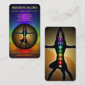 Carte De Visite Yoga Chakras Masculine Pose Instructeur Enseignant (Devant / Derrière)