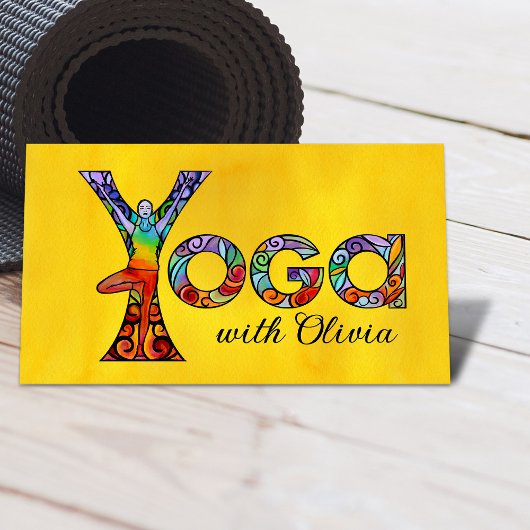 Carte De Visite Yoga Coloré Mot Art