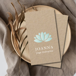Carte De Visite Yoga de Lotus Bleu Kraft minimaliste