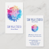 Carte De Visite Yoga de main de Hamsa d'aquarelle de *~* sacré (Devant / Derrière)