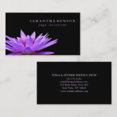 Carte De Visite Yoga élégant de logo de fleur de Lotus noir et (Devant / Derrière)