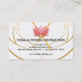 Carte De Visite Yoga élégant de logo de fleur noire et blanche (Dos)