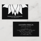 Carte De Visite Yoga élégant de logo de fleur noire et blanche (Devant / Derrière)