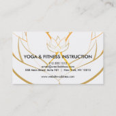 Carte De Visite Yoga élégant de logo de fleur noire et blanche (Dos)
