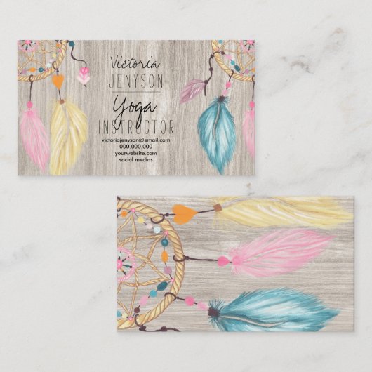 Carte De Visite Yoga en bois clair (Devant / Derrière)