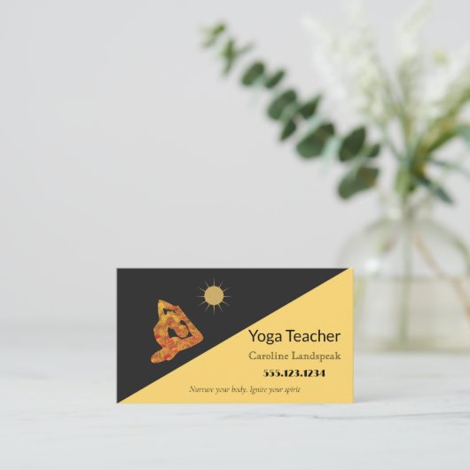 Carte De Visite Yoga enseignant Impressionnisme peint Multi Jaune (Debout devant)